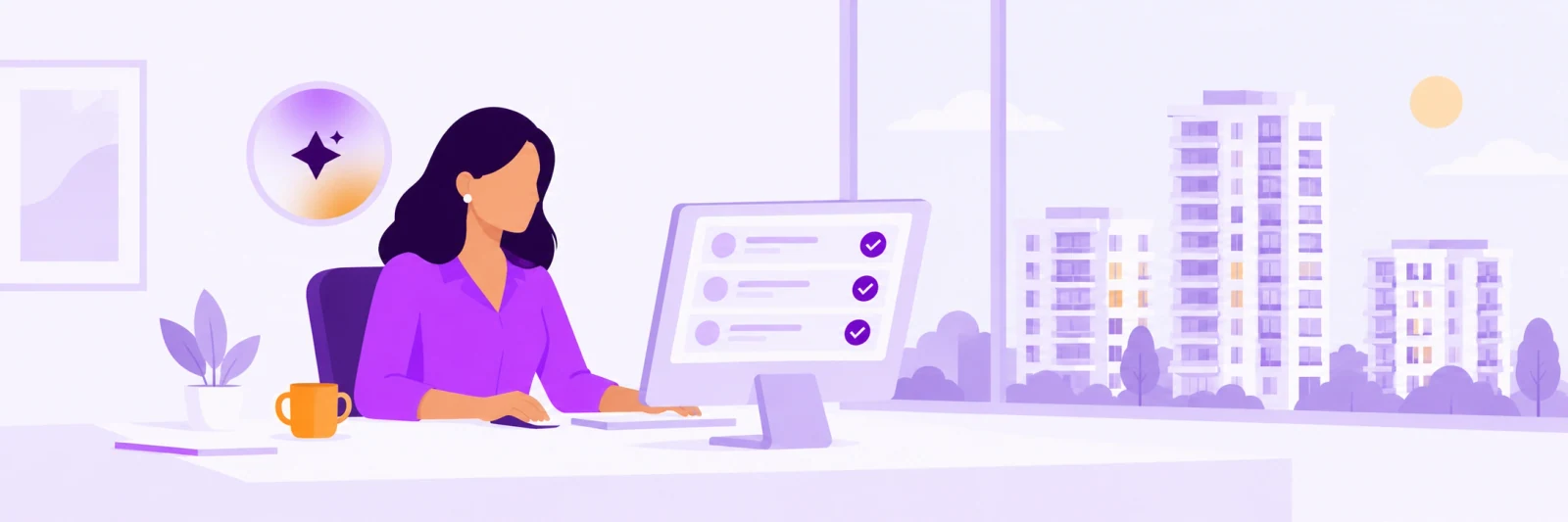 A portfolio manager at a desk with a calm inbox