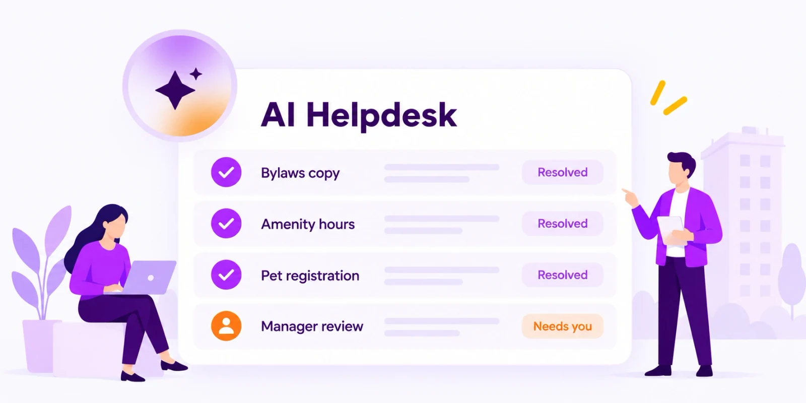 The AI Helpdesk queue at the start of a community's day